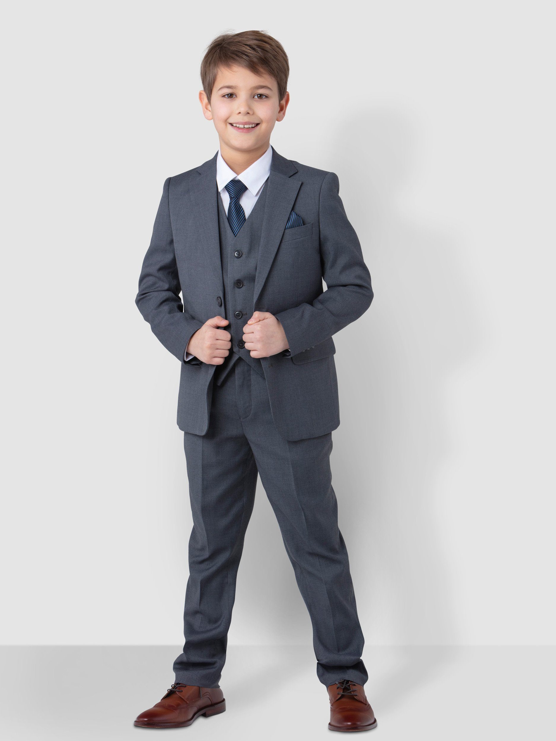 SANDER STELLAN Boysuit - Grey Slim-Fit Suit Set for Communion & Special Occasions