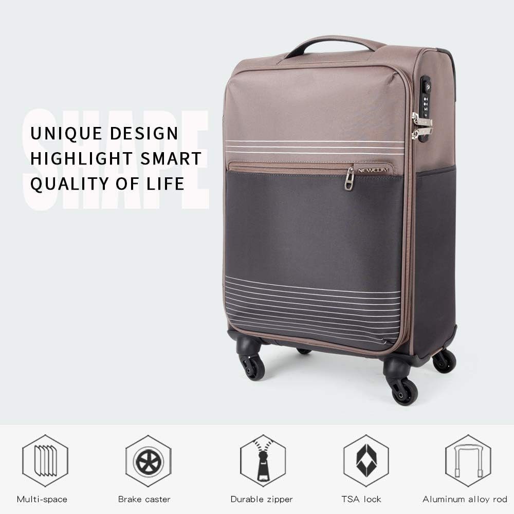 NEWCOM 20-inch Expandable Soft-Shell Luggage - Blue/Grey Travel Suitcase