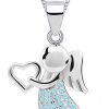 Golden Hufesien Engelanhänger Schutzengel Herz Zirkonia Anhänger mit Kette 925 Silber Engelkette (Halskette Set, inkl. Geschenkbox)
