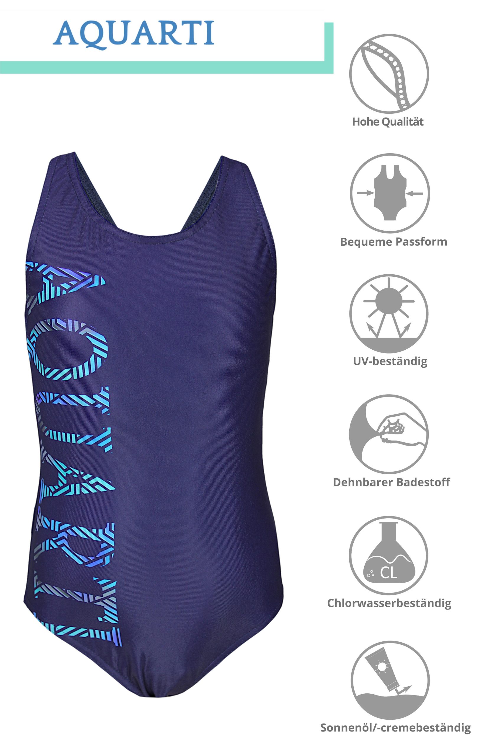 Aquarti Girl's Chlorine Resistant Swimsuit - Muscleback Design