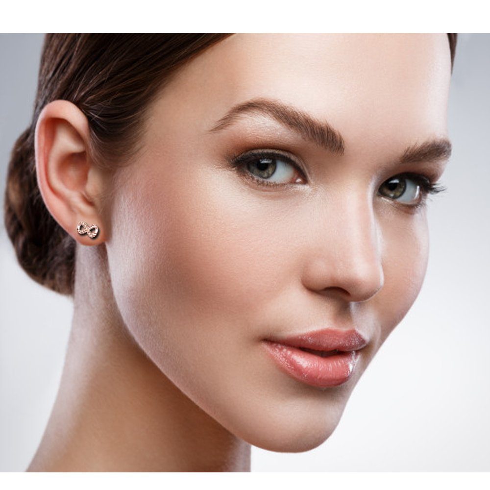 Limana Paar Ohrstecker 5x10mm kleine 925 Silber Unendlichkeit Infinity Ohrringe Zirkonia (inkl. Geschenkdose mit Herz Gravur)