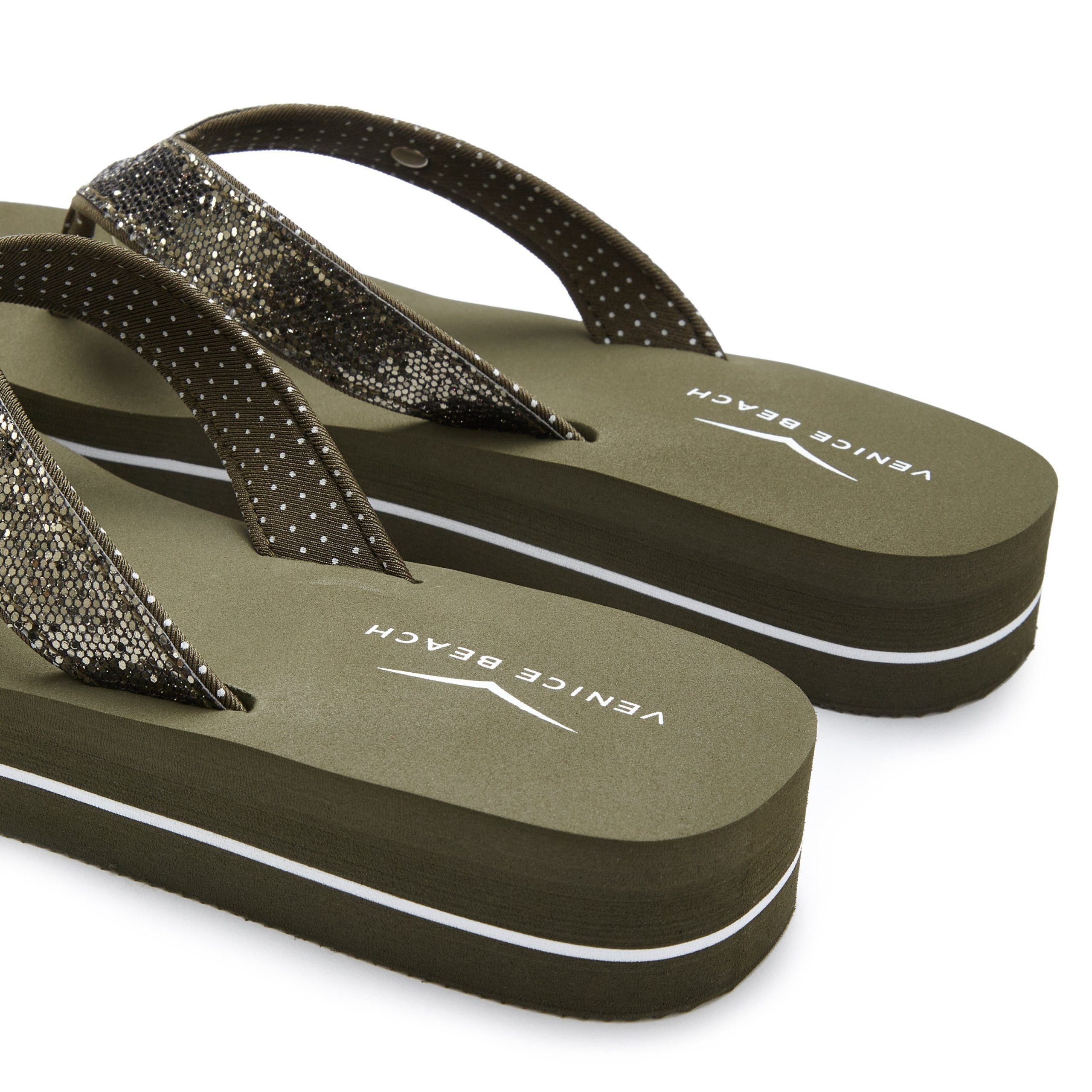 Venice Beach Badezehentrenner Sandale, Pantolette, Badeschuh ultralleicht mit Glitzerband VEGAN Venice Beach Badezehentrenner Sandale, Pantolette, Badeschuh ultralleicht mit Glitzerband VEGAN