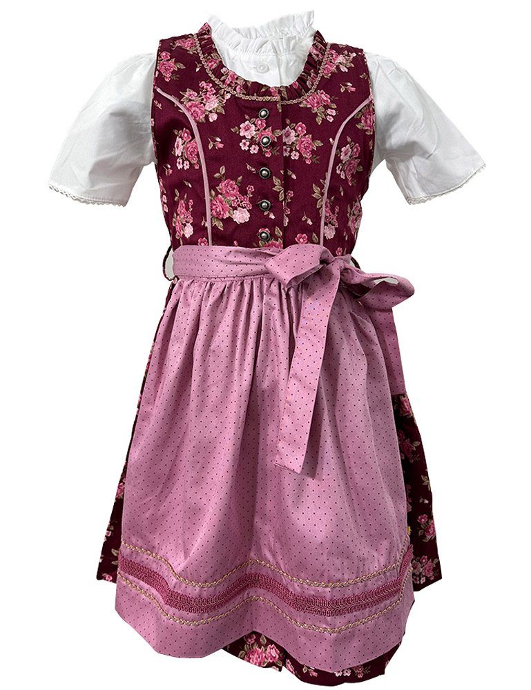 Isar-Trachten Emma Children's Dirndl - Berry Rose Design