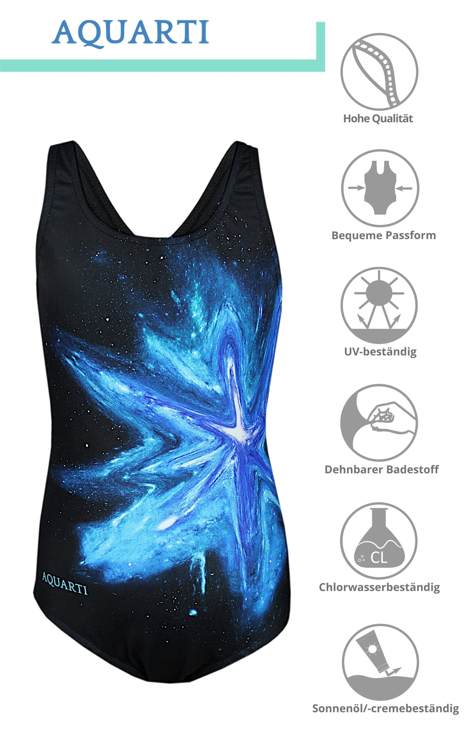 Aquarti Girl's Chlorine Resistant Swimsuit - Muscleback Design