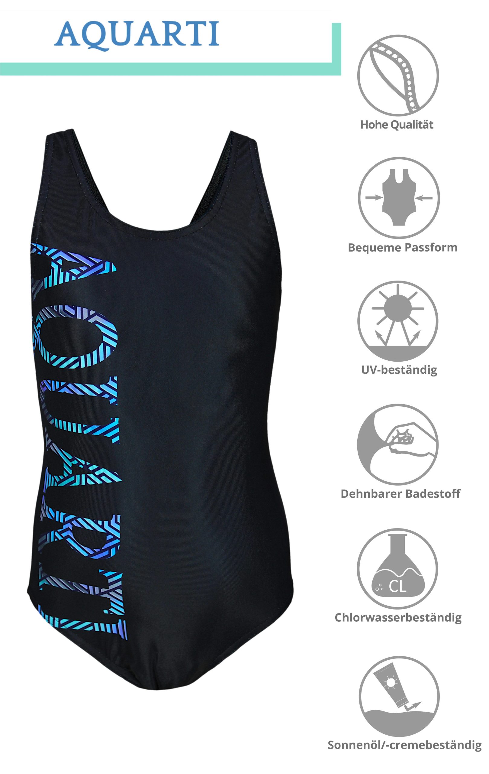 Aquarti Girl's Chlorine Resistant Swimsuit - Muscleback Design