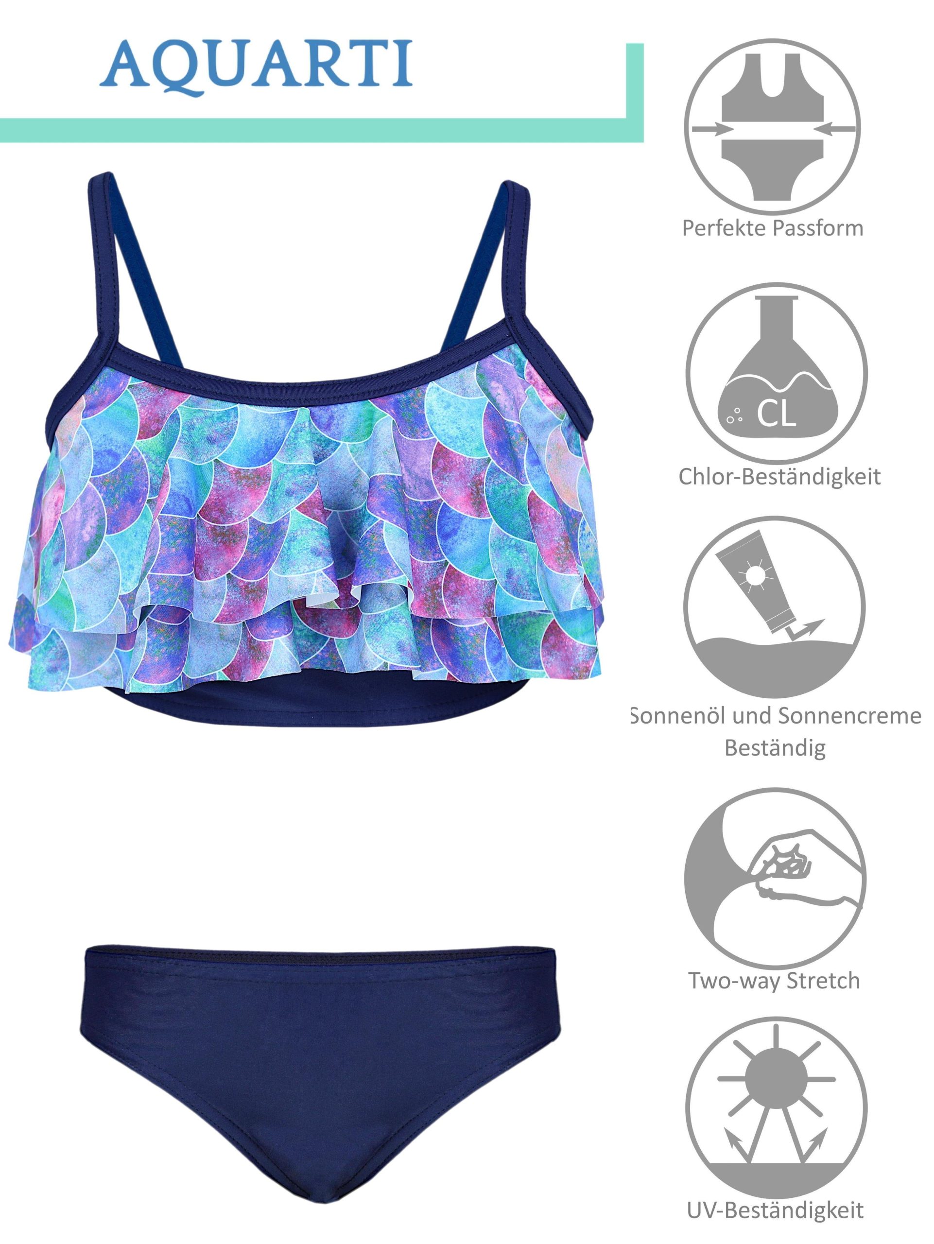 Aquarti Girls' Bikini Set - Mermaid or Stripe Design