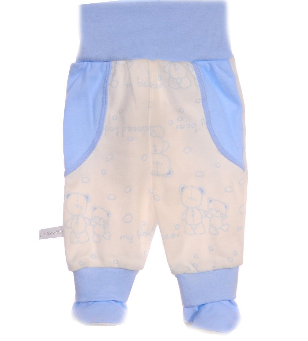 La Bortini Schlupfhose Hose mit Füßchen für Baby und Kinder Erstlingshose in Creme Blau