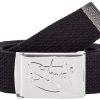 2Stoned Classic Logo Fabric Belt - Unisex Chrome Buckle - Adjustable 120cm
