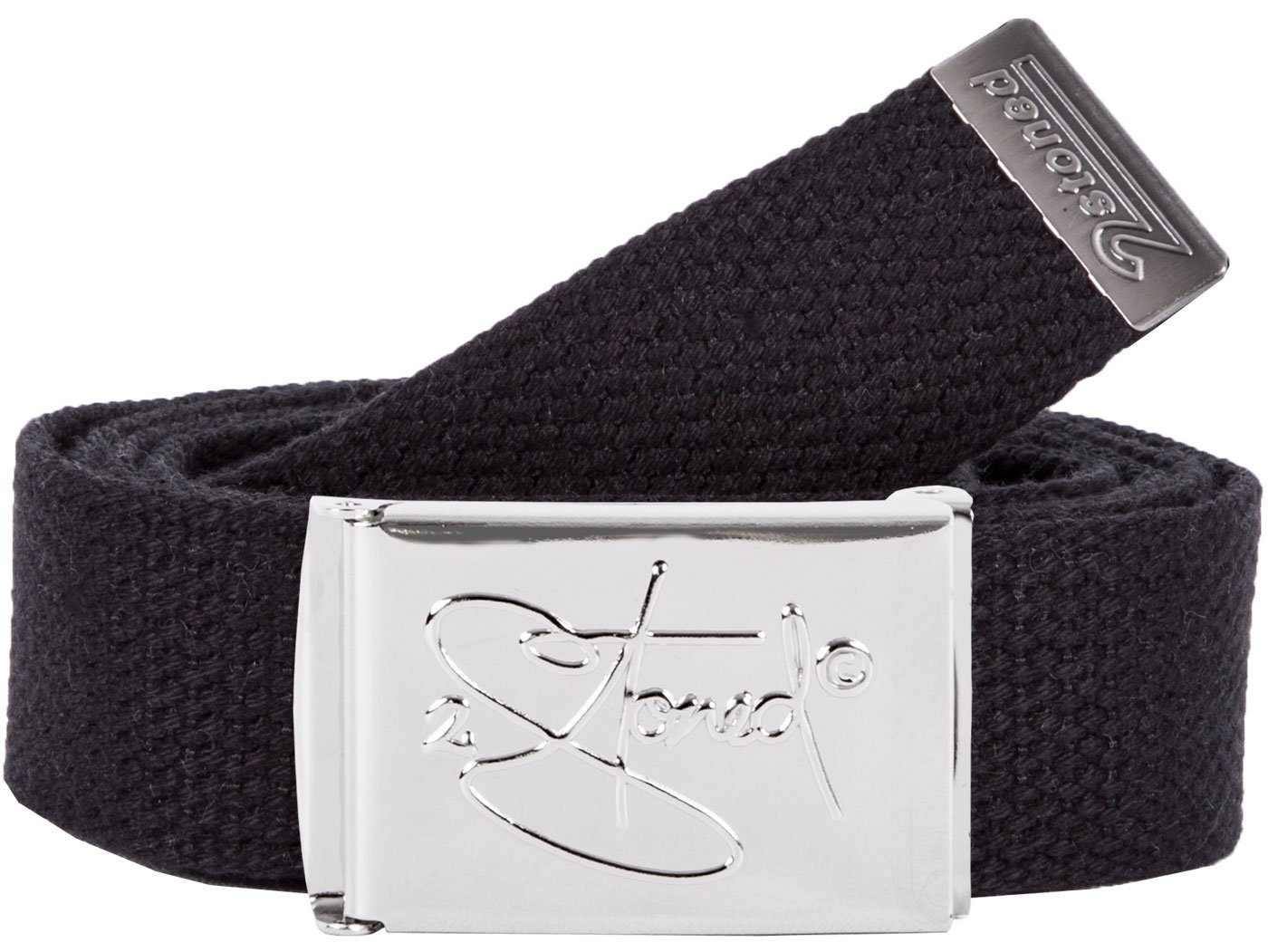 2Stoned Classic Logo Fabric Belt - Unisex Chrome Buckle - Adjustable 120cm