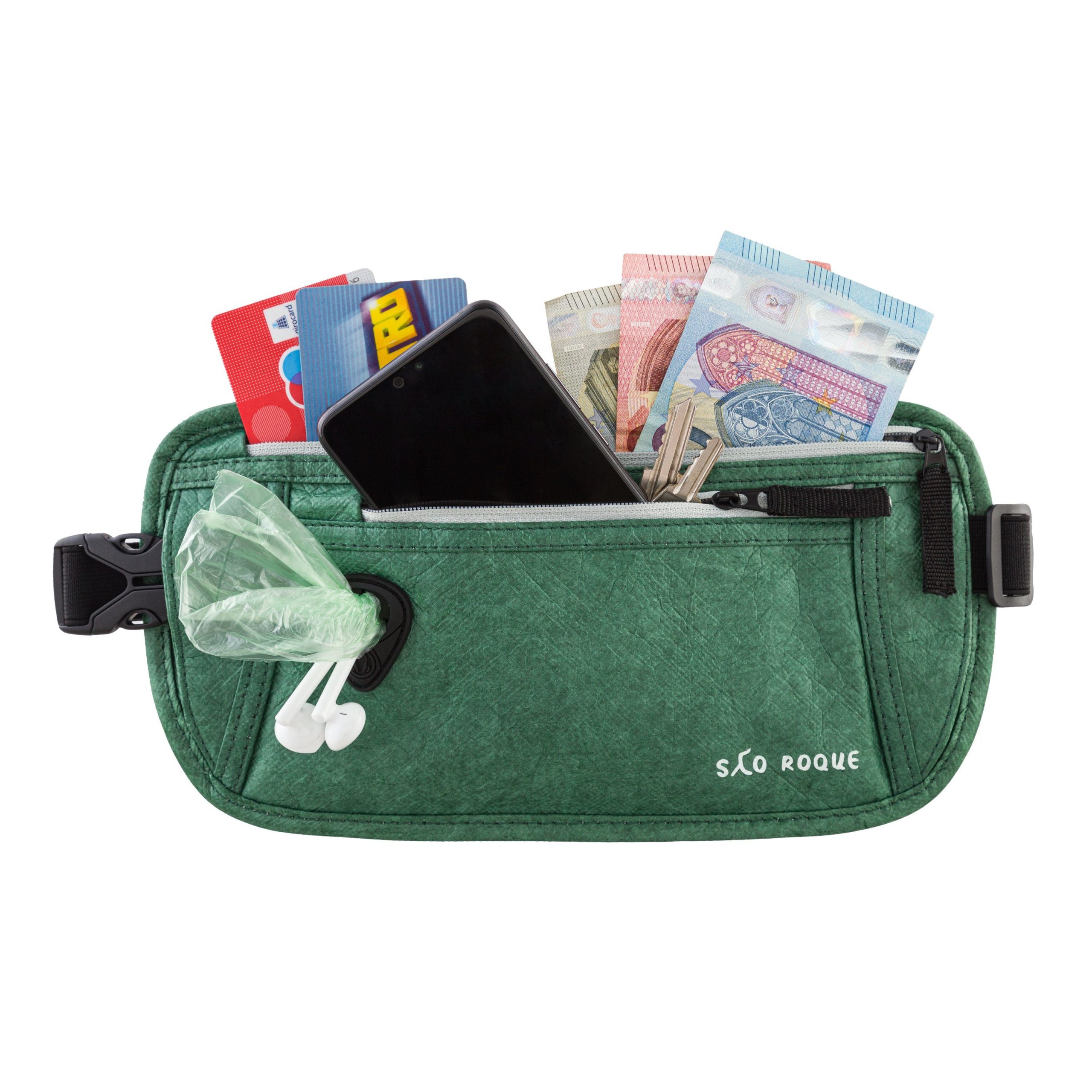 SAO ROQUE Bauchtasche - Flache Damen Herren Bauchtasche, Diebstahl-sicher mit RFID Schutz, Vegan, Ultraflach