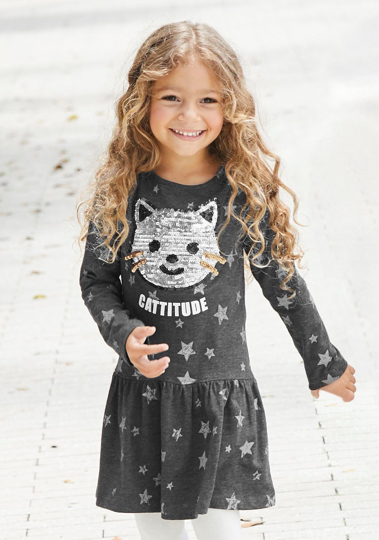 KIDSWORLD Jerseykleid für kleine Mädchen festliche Anlässe, ausgestellte Passform