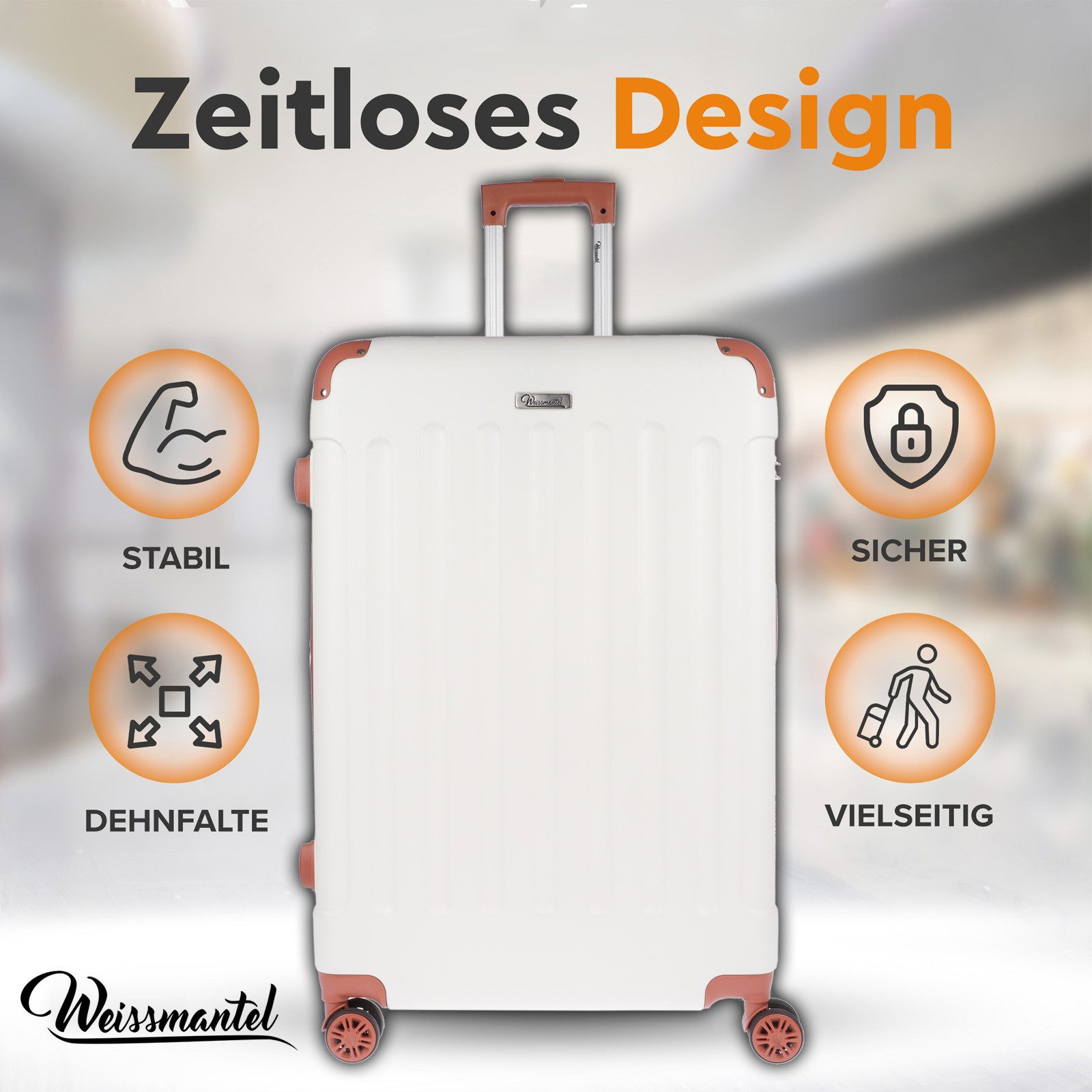 Weissmantel Kofferset 5er Koffern Set Hartschalenkoffer - Handgepäck, Mittelgroße & XL Reisekoffer
