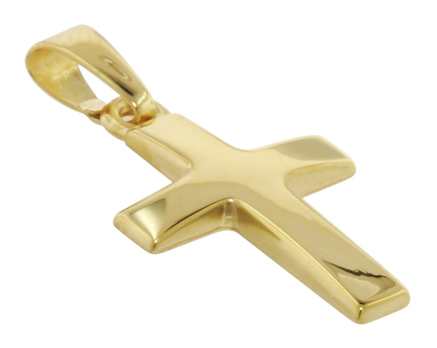 TRENDOR 8kt Gold Cross Pendant for Kids - Gold-Plated Silver Chain