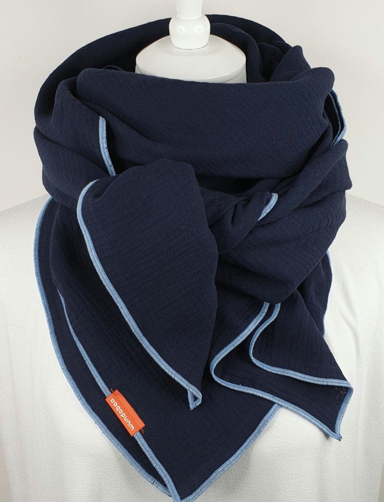 wundabaa Muslin Scarf - Soft Organic Cotton Wrap - Neck Scarf, Shawl, Triangle - Blue & More Colors