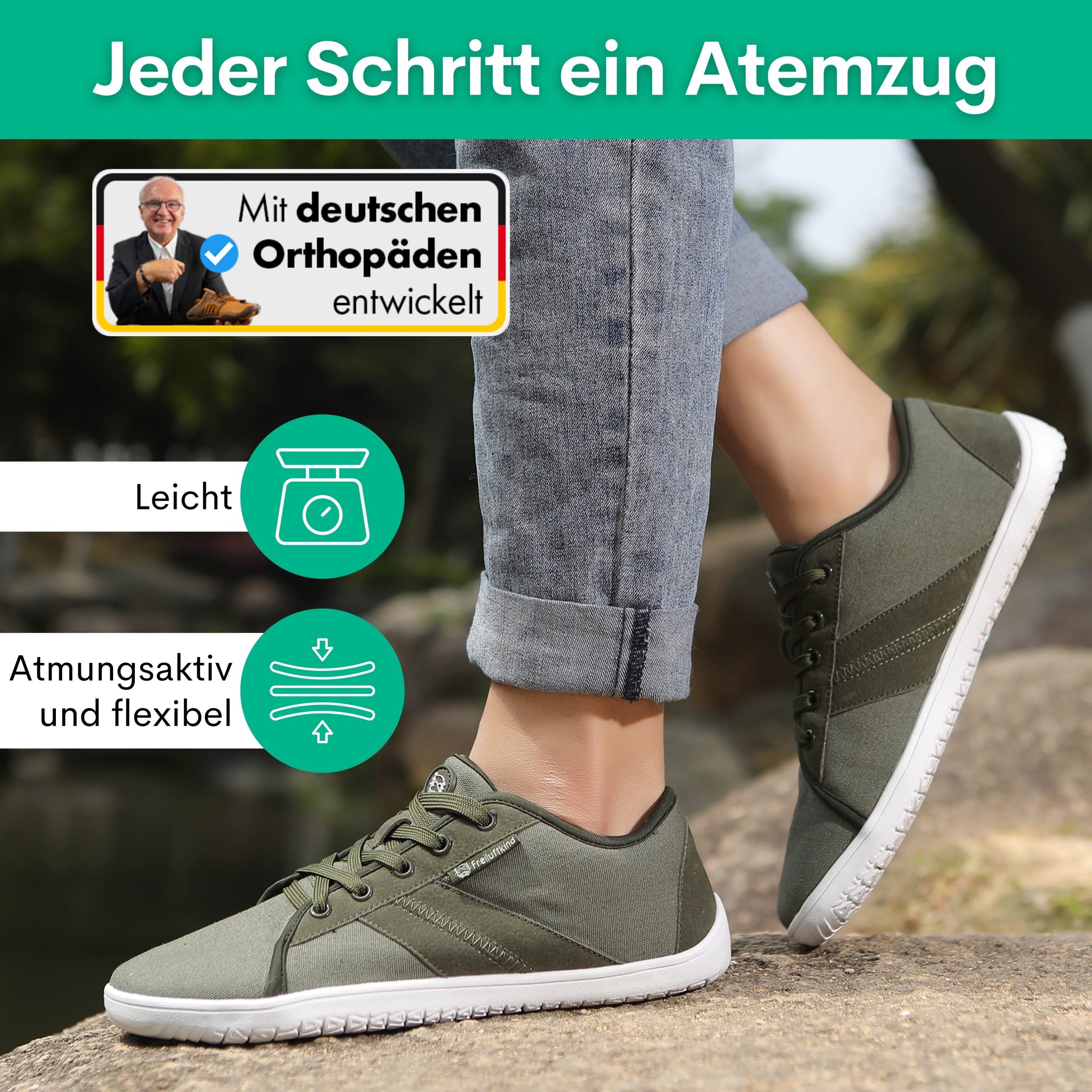 Freiluftkind Baker – gesunde Barfußschuhe Sneaker - Entlasten Füße & Gelenke Sneaker