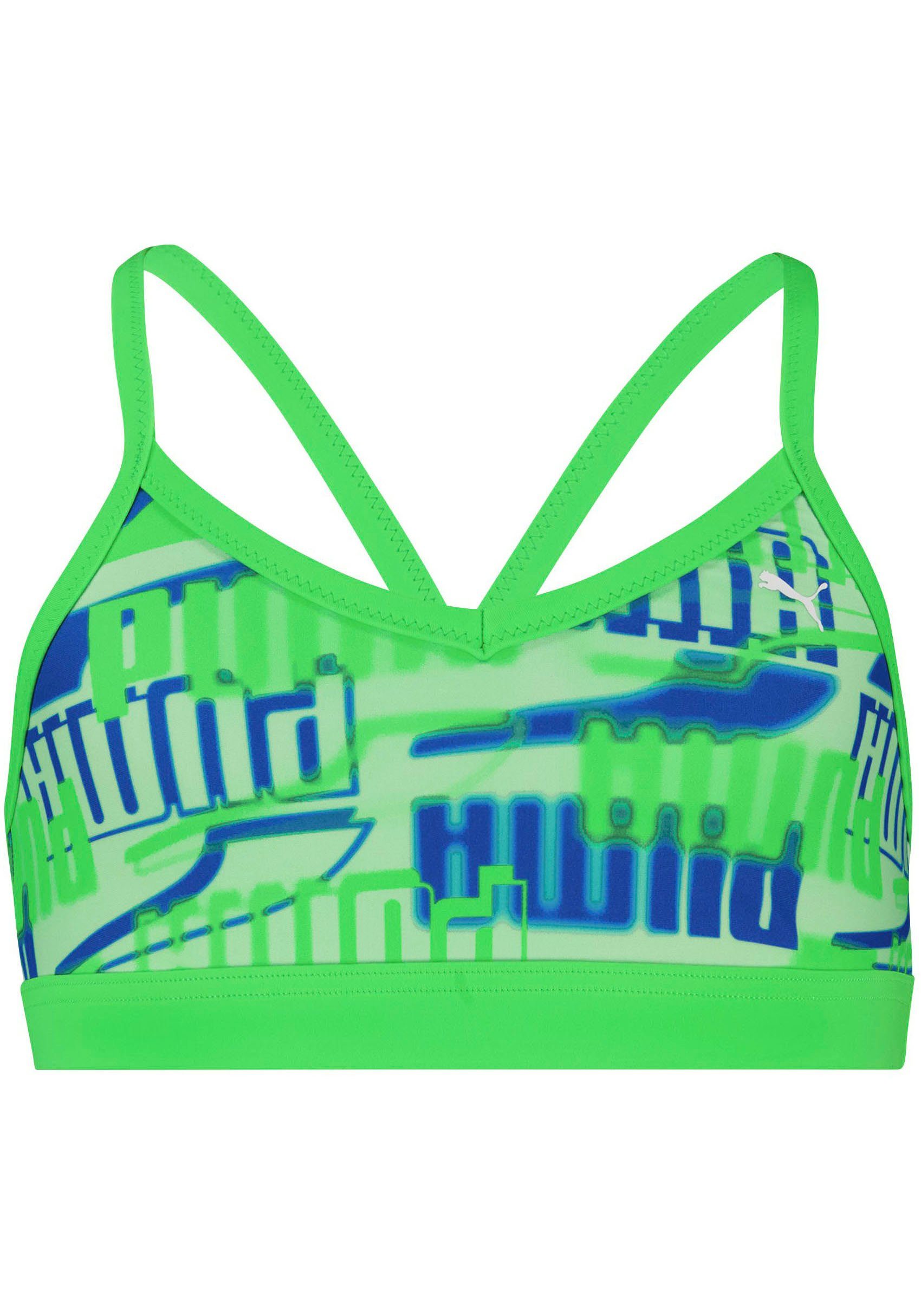 PUMA Girls' Bikini Set - All-Over Logo Print - Sustainable Swimwear