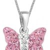 Goldene Hufiesen Crystal Butterfly & Heart Necklace - 925 Silver for Girls