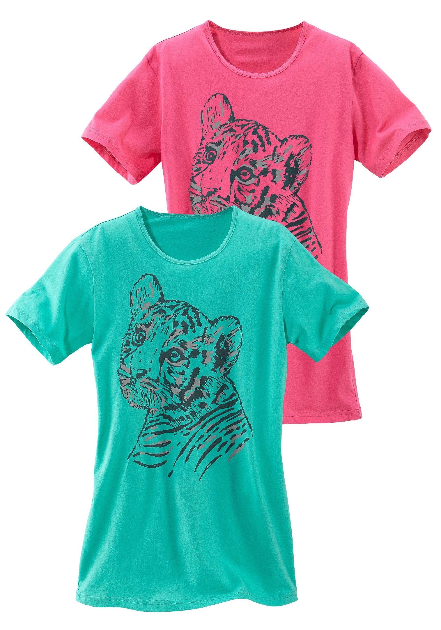 Vivance Nachhemd (Packung, 2 Stück) bequem mit coolem Raurtierdruck