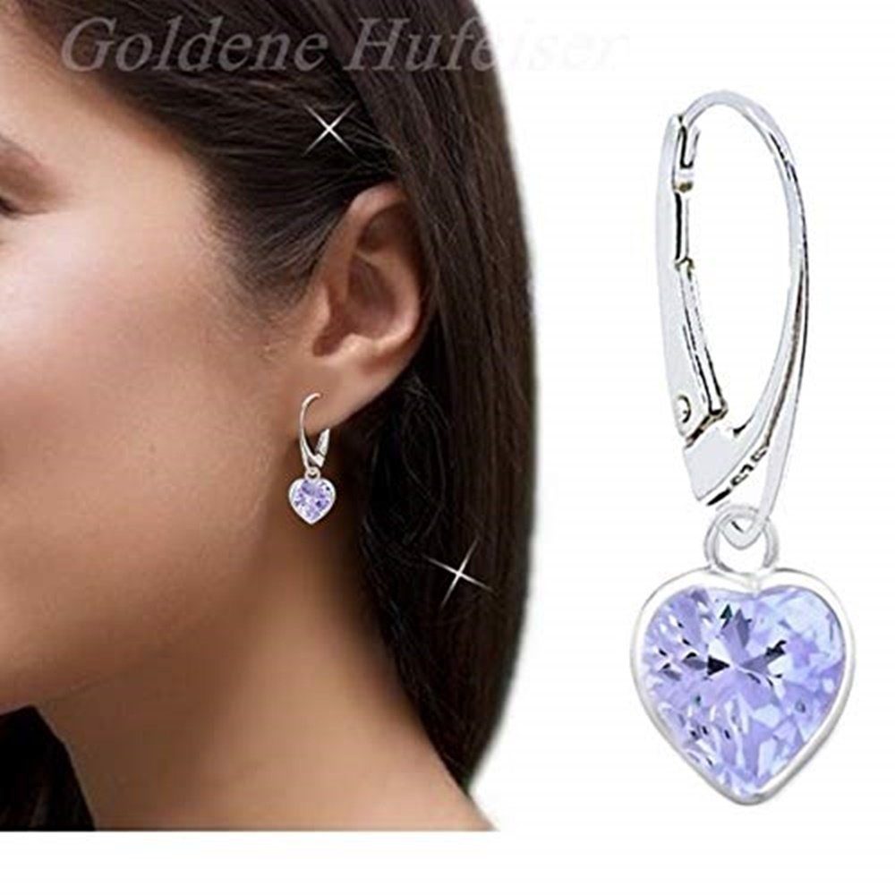 OROVOVO Herz Ohrhänger 925 Sterling Silber mit Zirkonia - Materia Schmuck