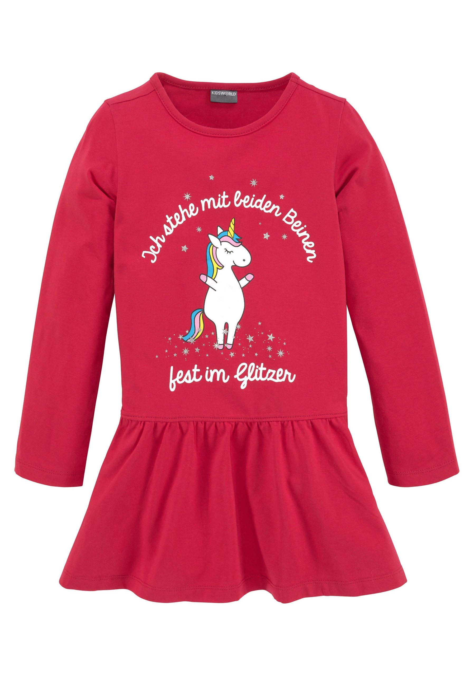 KIDSWORLD Jerseykleid Einhorn festliche Anlässe, kniefreie Länge, aus Baumwolmischung