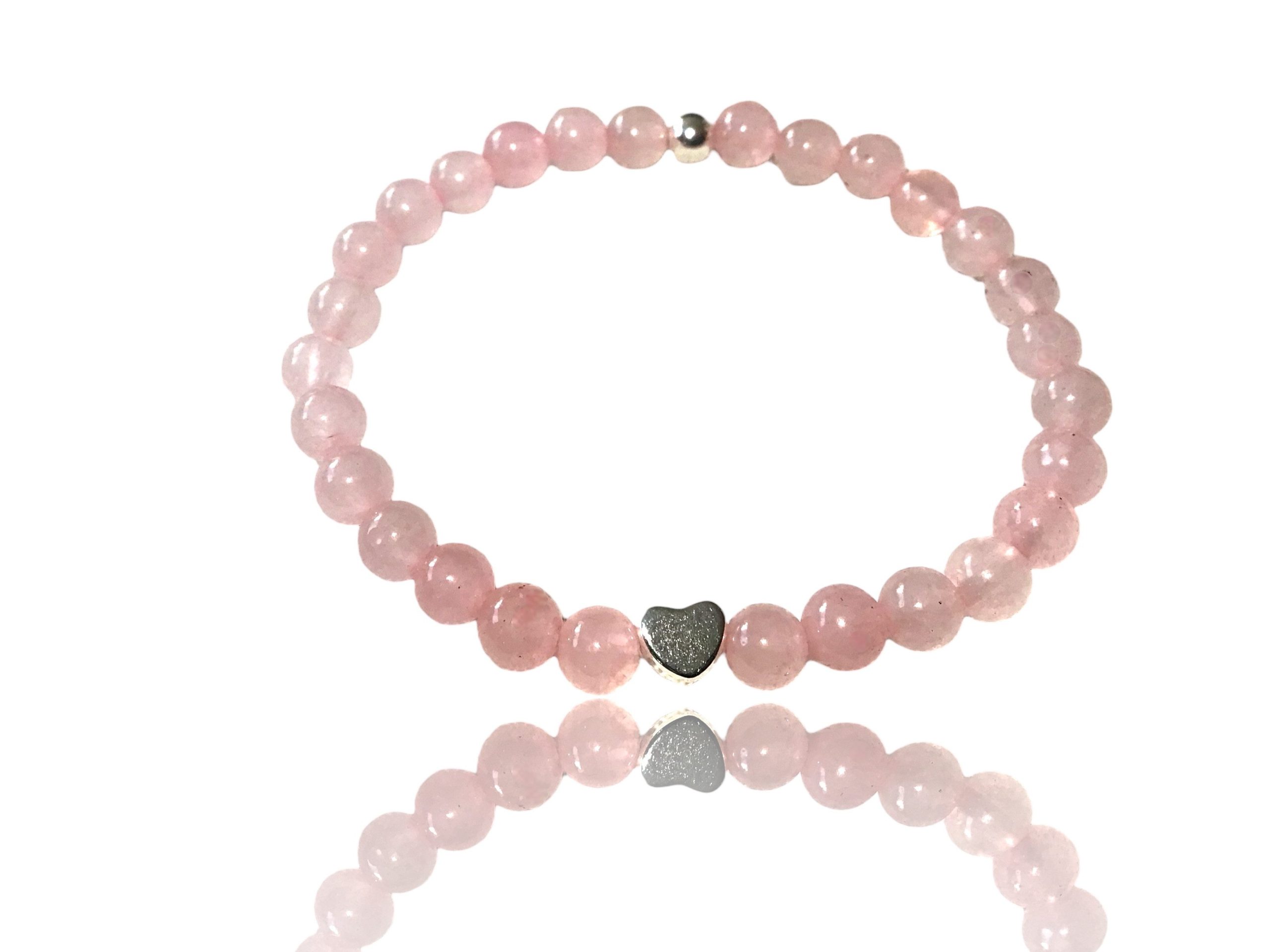 Steinfixx® Perlenarmband Echtes Rosenquarz Perlenarmband mit 925 Silberperle