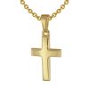 TRENDOR 8kt Gold Cross Pendant for Kids - Gold-Plated Silver Chain
