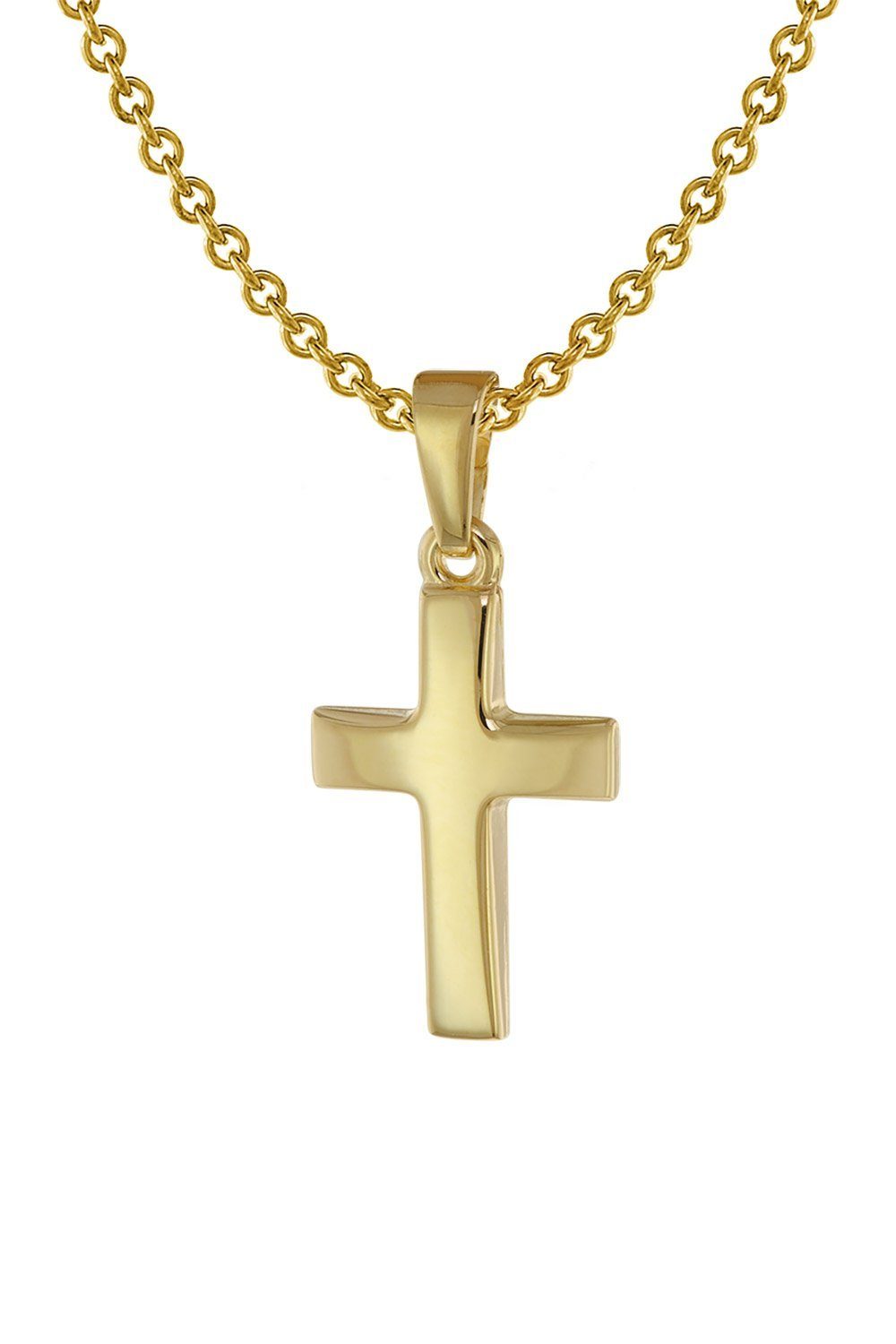 TRENDOR 8kt Gold Cross Pendant for Kids - Gold-Plated Silver Chain