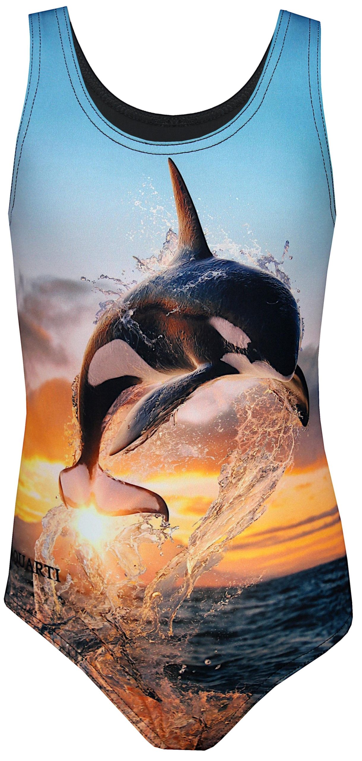 Aquarti Mädchen Sport Schwimmanzug mit Ringerrücken Print