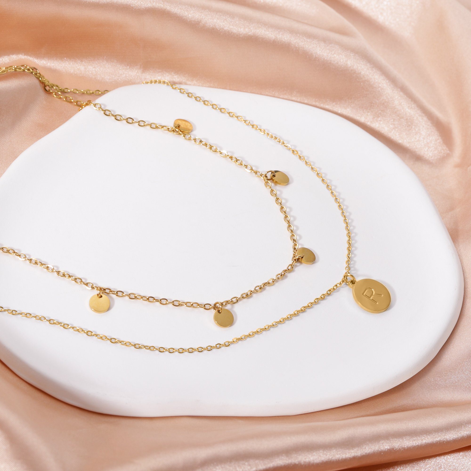 Kim Johanson Personalized Stainless Steel Necklace Set - Plate & A-Z Letters Kim Johanson Personalized Stainless Steel Necklace Set - Plate & A-Z Letters