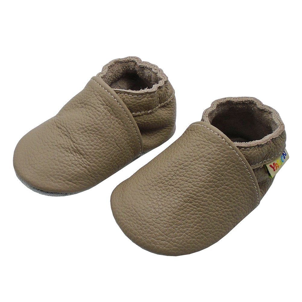 Yalion® Soft Leather First Walking Shoes - Taupe Crawling Moccasins