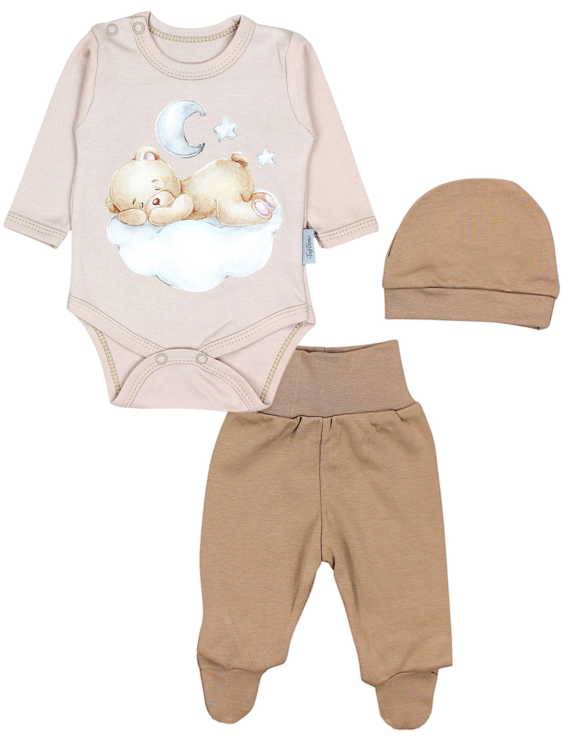 TupTam Baby Essentials Package - Unisex Long Sleeve Bodysuit, Pants & Hat Set