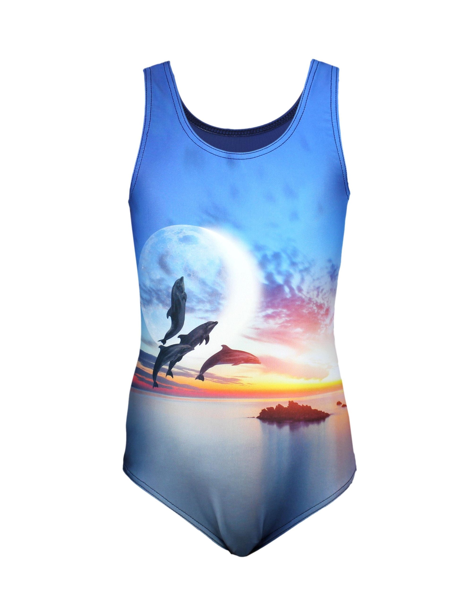 Aquarti Mädchen Sport Schwimmanzug mit Ringerrücken Print