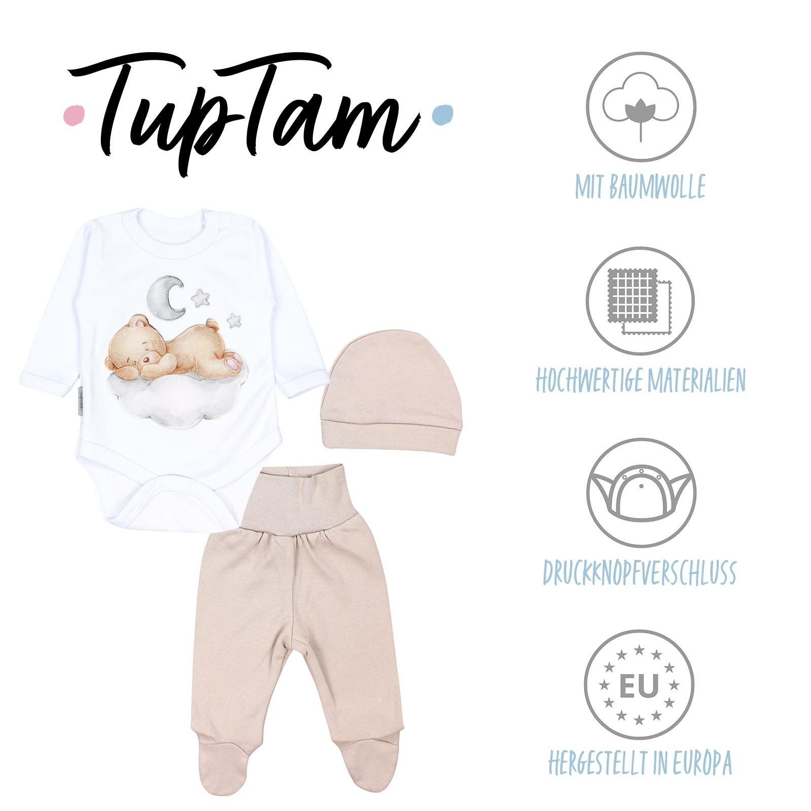 TupTam Baby Essentials Package - Unisex Long Sleeve Bodysuit, Pants & Hat Set
