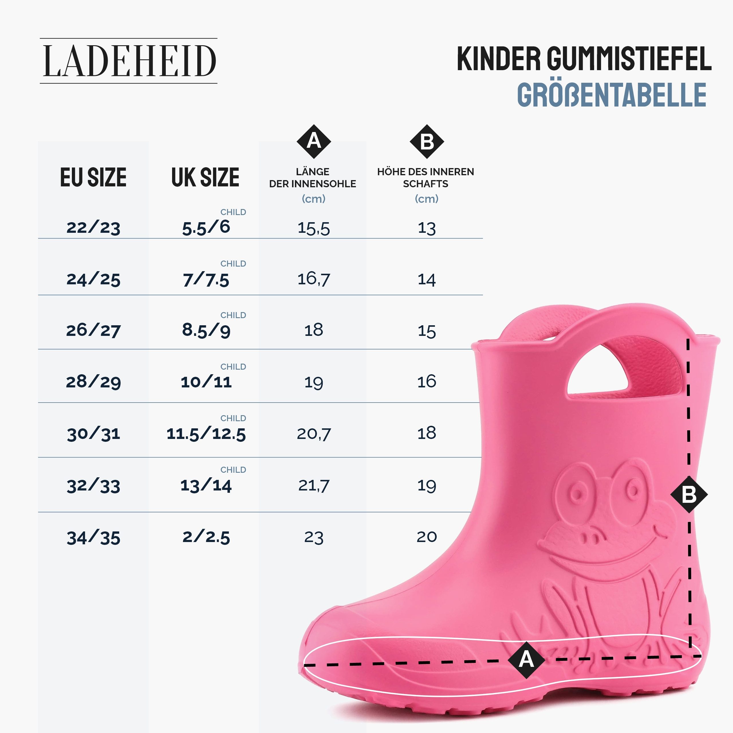 Ladeheid Kids' EVA Rain Boots - Lightweight & Waterproof | LA-CA-01 Ladeheid Kids' EVA Rain Boots - Lightweight & Waterproof | LA-CA-01