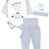 TupTam Baby Essentials Package - Unisex Long Sleeve Bodysuit, Pants & Hat Set
