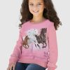 Miss Melody Horse Print Long Sleeve Sweatshirt - Iceberg Green