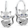 Goldene Hufseisen Cat & Star Stud Earrings - 925 Sterling Silver