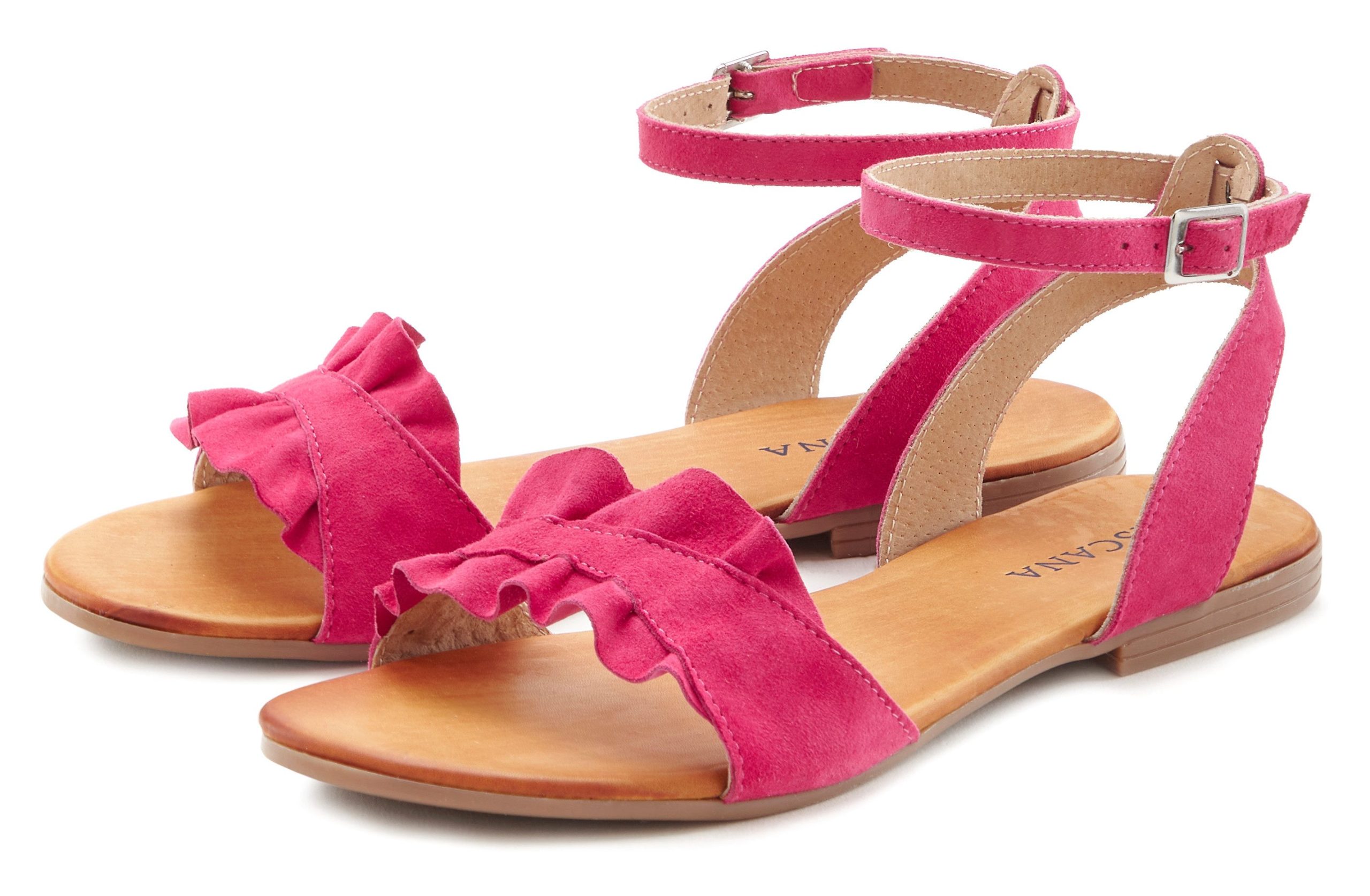 LASCANA Damen Sandalen: Sommerliche Eleganz aus Leder mit Blumen