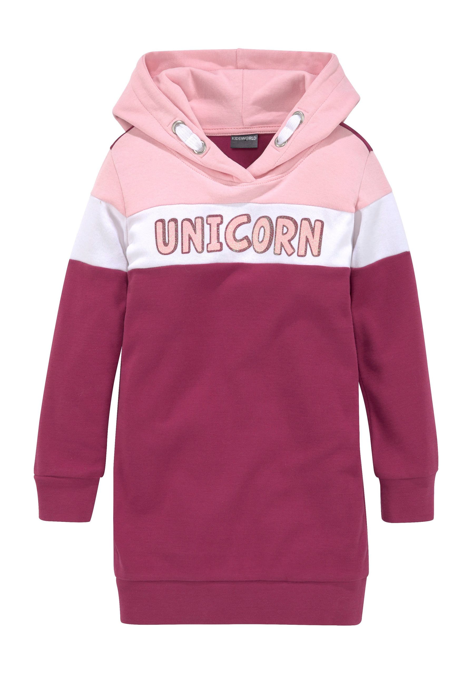 KIDSWORLD Sweatkleid UNICORN lang, modisch, aus Baumwolmischung, Langarm