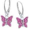 Rafaela Donata Sterling Silver Butterfly Stud Earrings - Heart Design