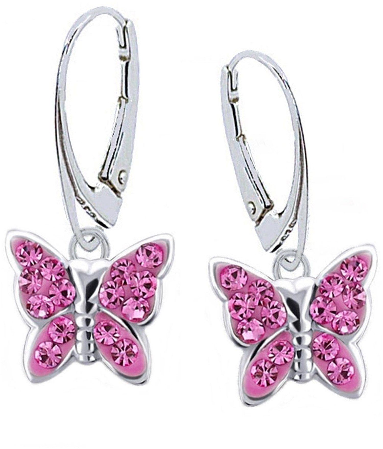 Rafaela Donata Sterling Silver Butterfly Stud Earrings - Heart Design
