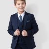 SANDER STELLAN Boysuit - Elegant Slim-Fit Suit, Communion Outfit, 6-Piece Dark Blue Set