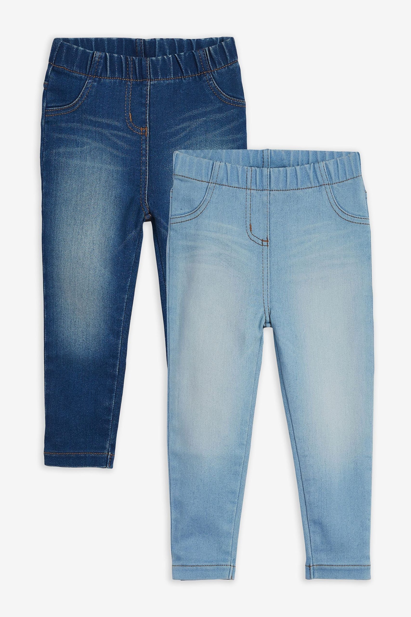 Next Girls' 2-Pack Jersey Denim Jegging Set - Black & Grey