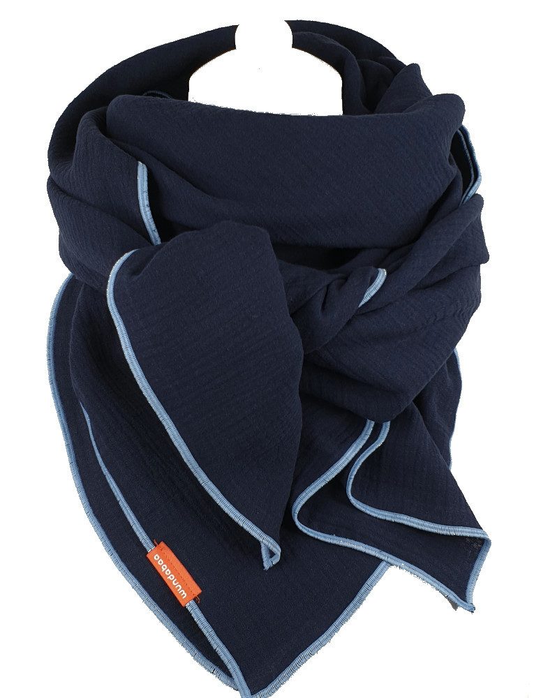 wundabaa Muslin Scarf - Soft Organic Cotton Wrap - Neck Scarf, Shawl, Triangle - Blue & More Colors