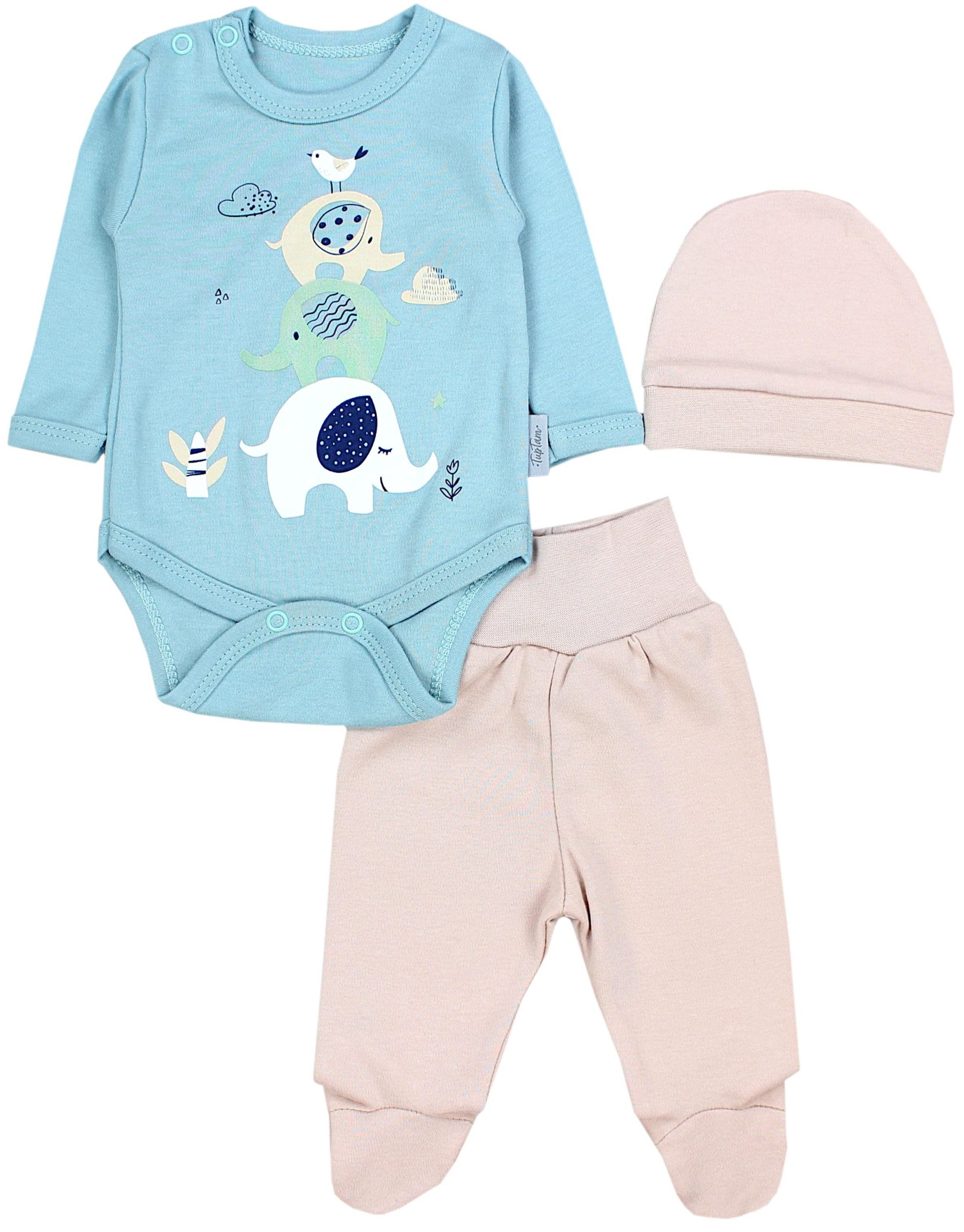 TupTam Baby Essentials Package - Unisex Long Sleeve Bodysuit, Pants & Hat Set