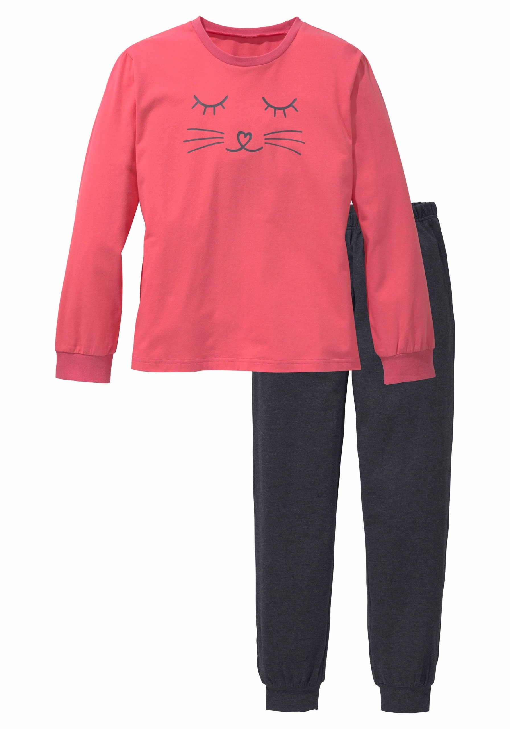 Vivance Girls' Pyjama Set - Cat Print | Soft Cotton Comfort