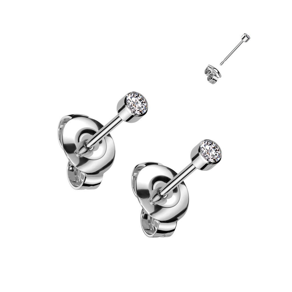 Viva-adornos Titanium Stud Earrings - Hypoallergenic & Nickel-Free - Zirconia Accent