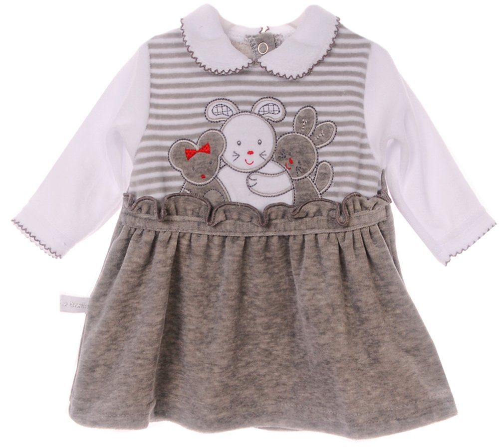 La Bortini Baby Velour Party Dress - Grey Newborn First Dress