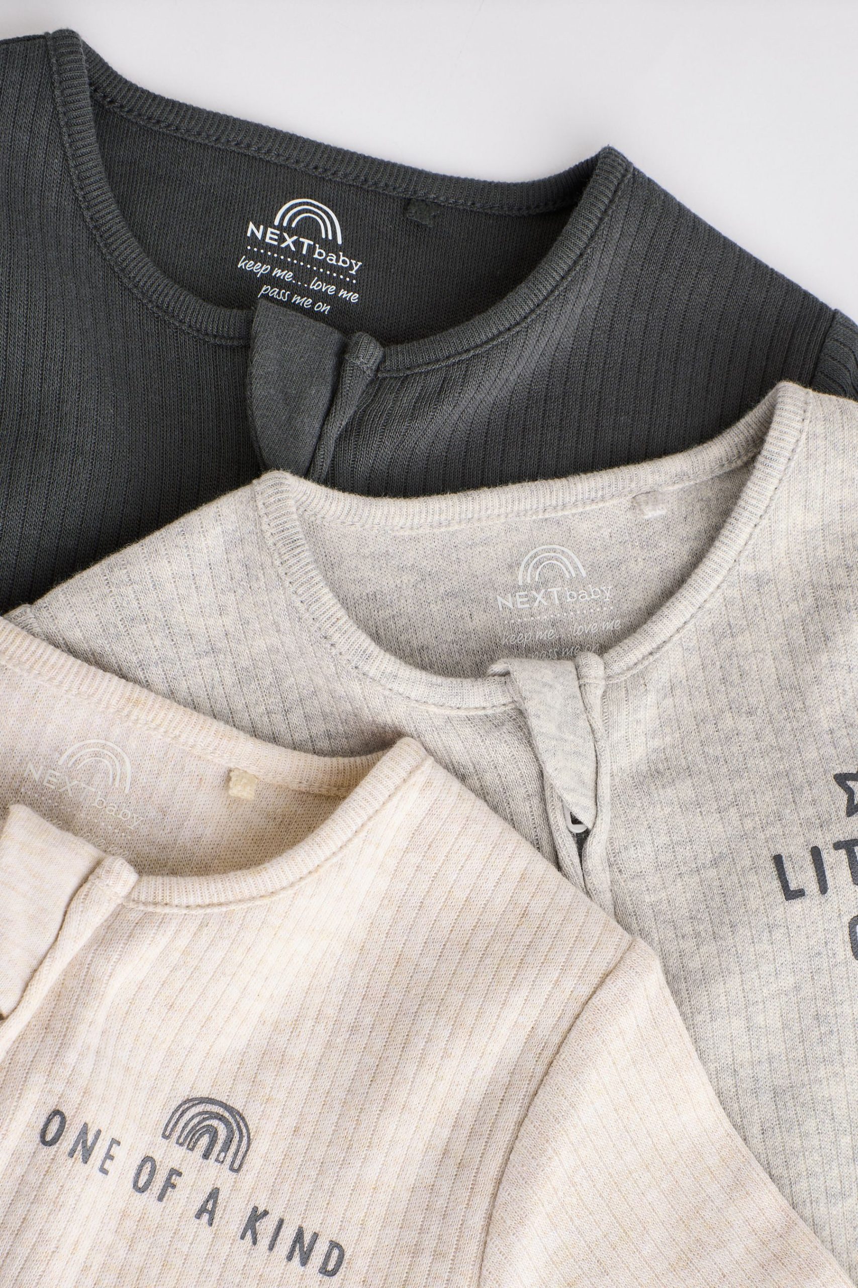 Next Baby Sleepsuits 3-Pack - Fleece & 2-Way Zip - Star Design Next Baby Sleepsuits 3-Pack - Fleece & 2-Way Zip - Star Design