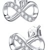 Limana Paar Ohrstecker 5x10mm kleine 925 Silber Unendlichkeit Infinity Ohrringe Zirkonia (inkl. Geschenkdose mit Herz Gravur)
